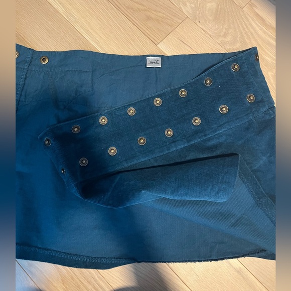 Dark Teal Corduroy Mini Skirt with Studded Waist adjustable - Picture 9 of 11